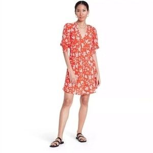 NWOT RIXO X Target Daisy Floral Puff Swing Dress in Retro Red Daisy | Size 4